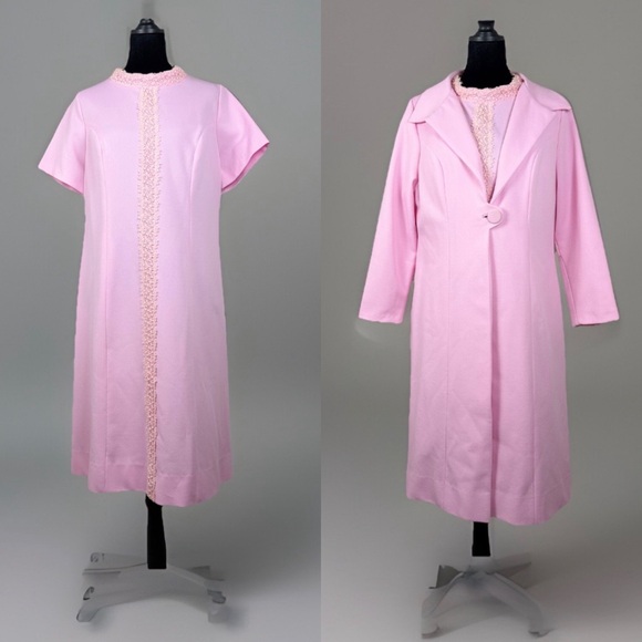 Other - Vintage 1960s Alfred Werber Pink Coat Dress Set No Size Tag